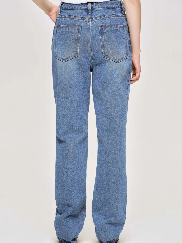 Source Unknown Clothing-Full-Length Slim Jeans, Medium Blue