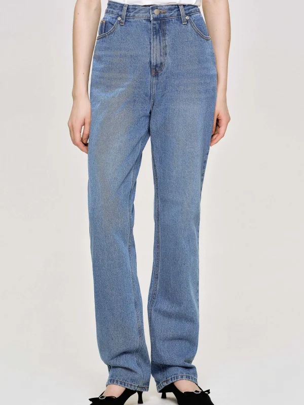 Source Unknown Clothing-Full-Length Slim Jeans, Medium Blue