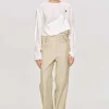 Source Unknown Bottoms-Gabardine Straight-Leg Trousers, Beige