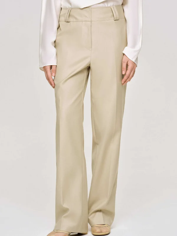 Source Unknown Clothing-Gabardine Straight-Leg Trousers, Beige