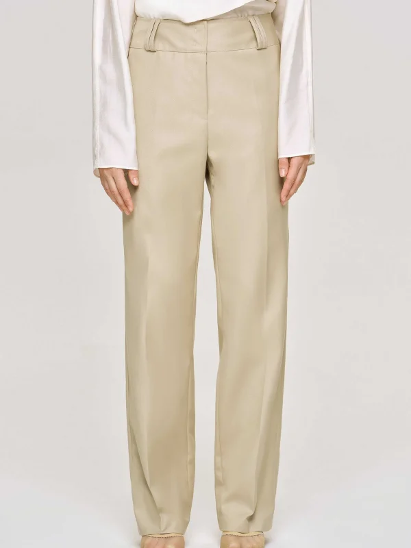 Source Unknown Clothing-Gabardine Straight-Leg Trousers, Beige