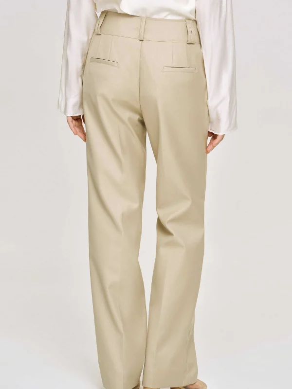 Source Unknown Clothing-Gabardine Straight-Leg Trousers, Beige