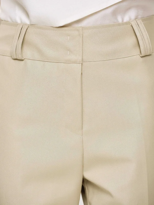 Source Unknown Bottoms-Gabardine Straight-Leg Trousers, Beige