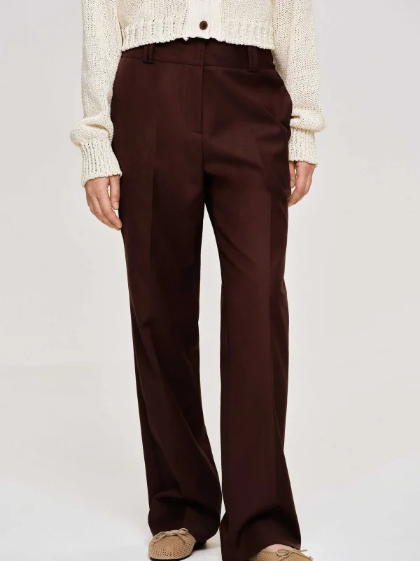 Source Unknown Bottoms-Gabardine Suit Trousers, Merlot Brown