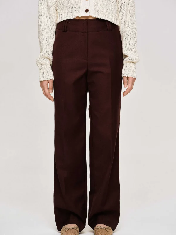 Source Unknown Clothing-Gabardine Suit Trousers, Merlot Brown