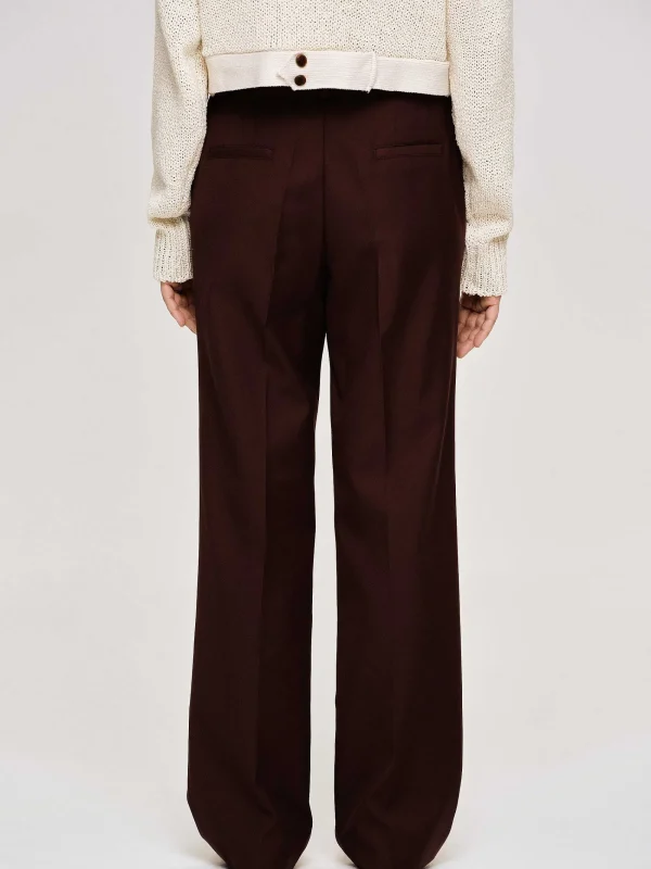 Source Unknown Clothing-Gabardine Suit Trousers, Merlot Brown