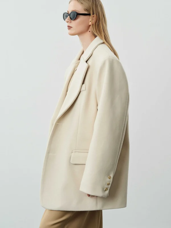 Source Unknown Accessories-Hayk Oversized Boyfriend Blazer, Cream