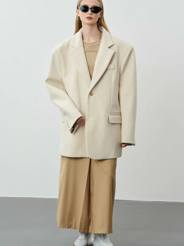 Source Unknown Accessories-Hayk Oversized Boyfriend Blazer, Cream