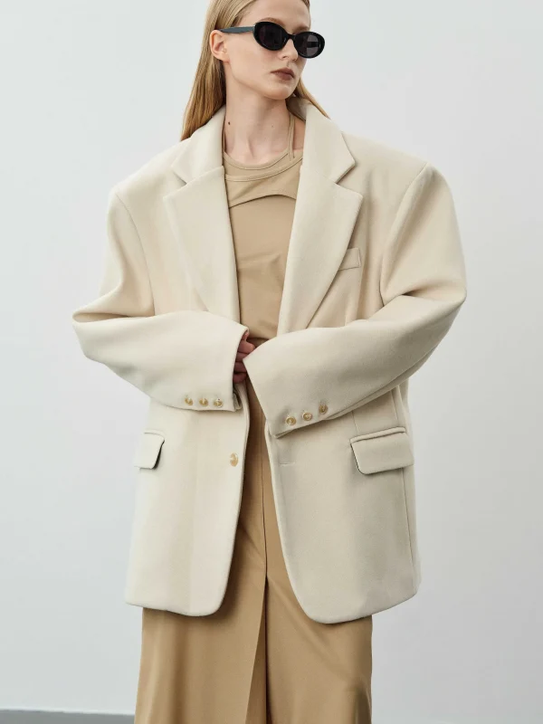 Source Unknown Accessories-Hayk Oversized Boyfriend Blazer, Cream