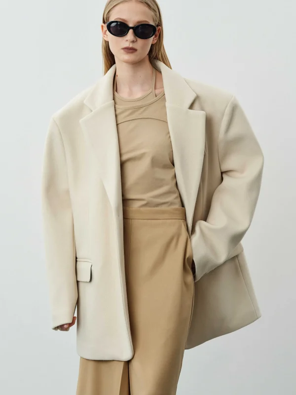 Source Unknown Accessories-Hayk Oversized Boyfriend Blazer, Cream