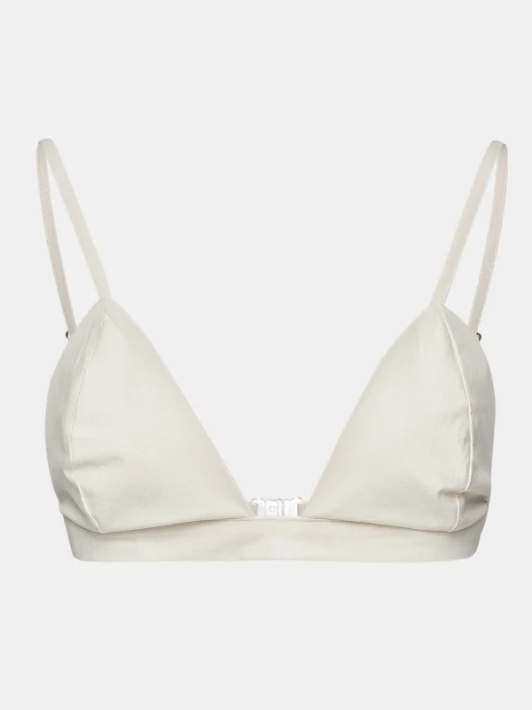 Source Unknown Tops-Heart Neck Cotton Bra Top, Canvas