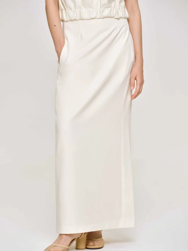 Source Unknown Clothing-High Rise Fluid Skirt, Ivory