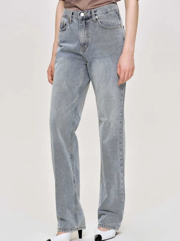 Source Unknown Clothing-High-Rise Long Jeans, Ash Blue