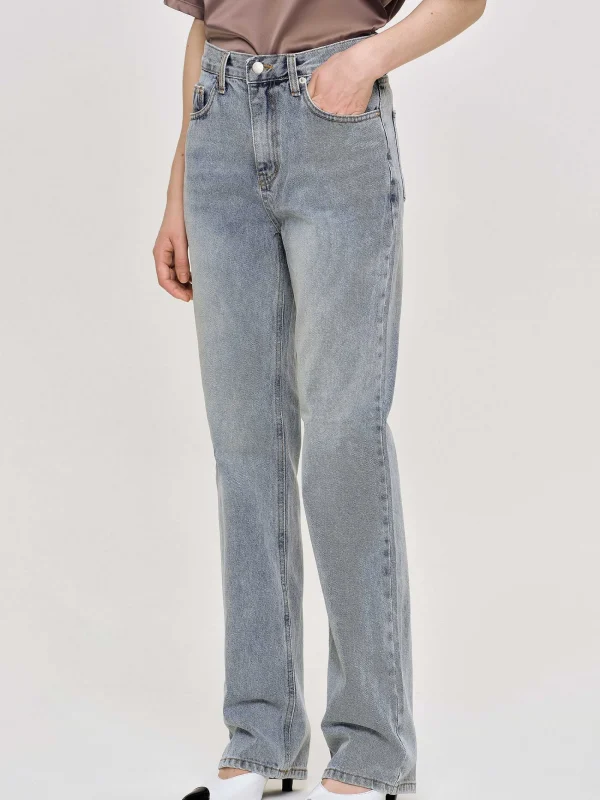 Source Unknown Clothing-High-Rise Long Jeans, Ash Blue