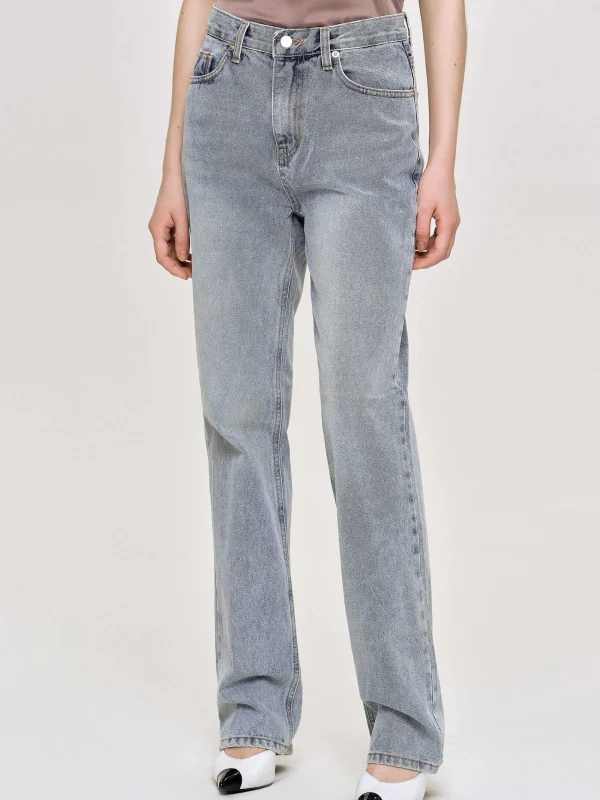 Source Unknown Clothing-High-Rise Long Jeans, Ash Blue