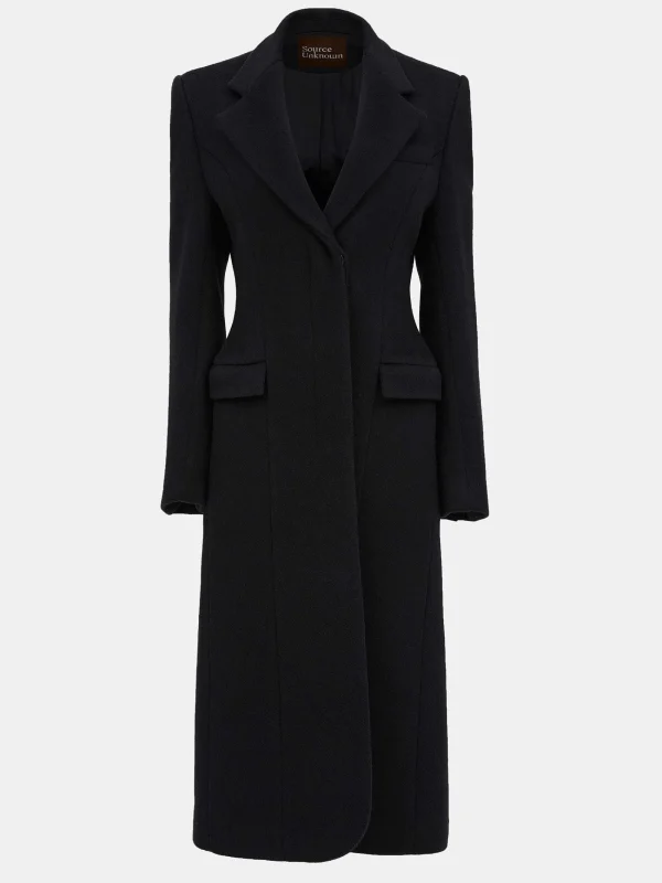 Source Unknown Outerwear-Holin Hourglass Coat, Black