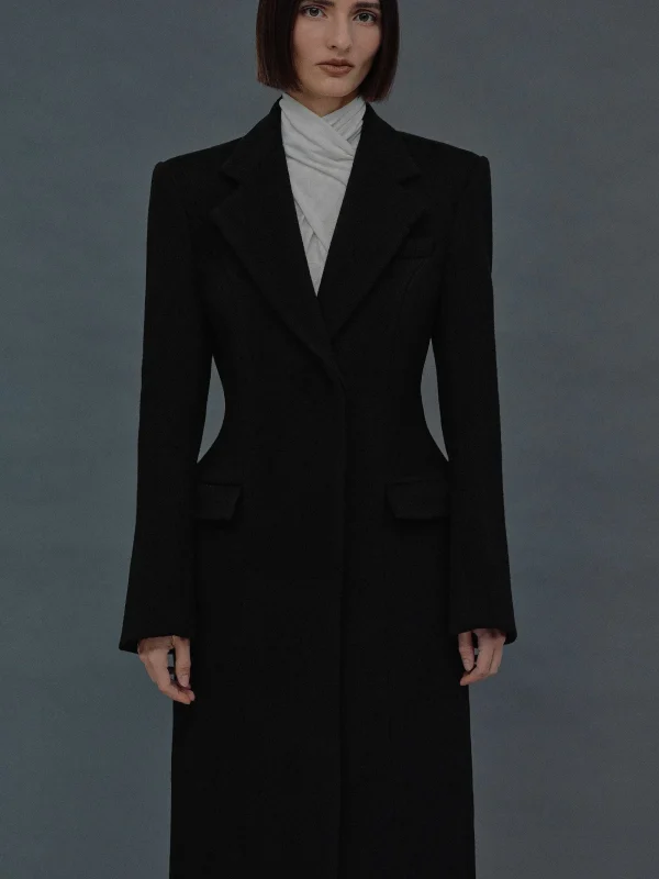 Source Unknown Clothing-Holin Hourglass Coat, Black