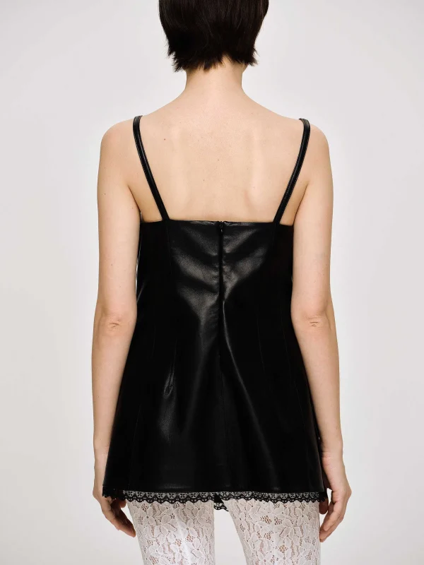 Source Unknown Clothing-Lambskin Bustier Leather Top, Black