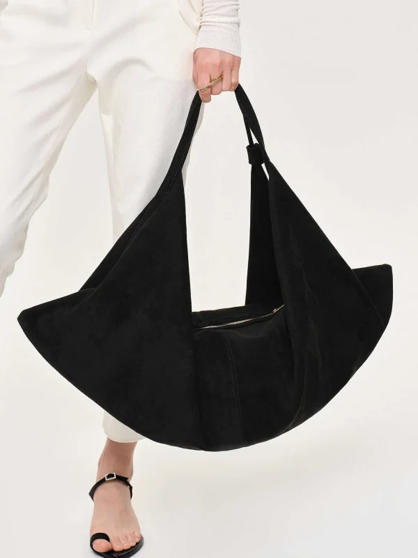 Source Unknown Clothing-Large Fortune Cookie Bag, Suede Black