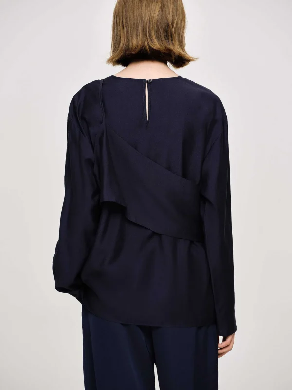 Source Unknown Clothing-Layered Blouse, Navy