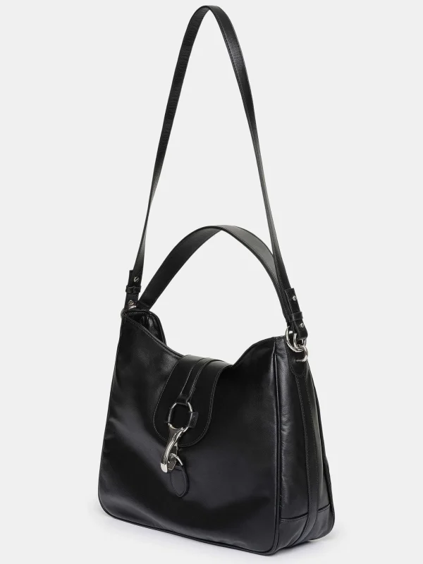 Source Unknown Clothing-Leather Hobo Bag, Black