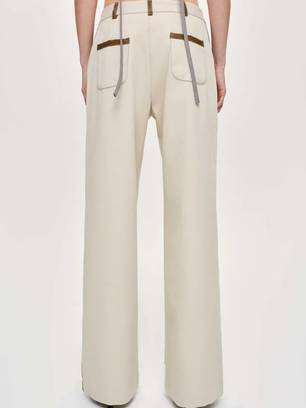 Source Unknown Co-Ords-Leather-Trimmed Pants, Canvas