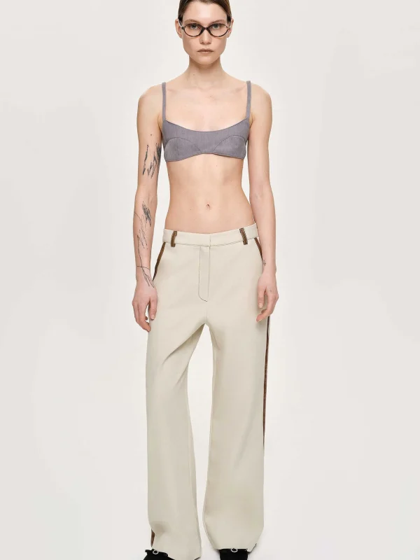 Source Unknown Co-Ords-Leather-Trimmed Pants, Canvas