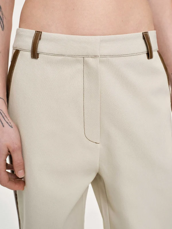 Source Unknown Co-Ords-Leather-Trimmed Pants, Canvas