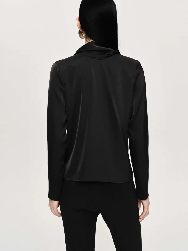 Source Unknown Clothing-Leiva Cowl-Back Blouse, Black