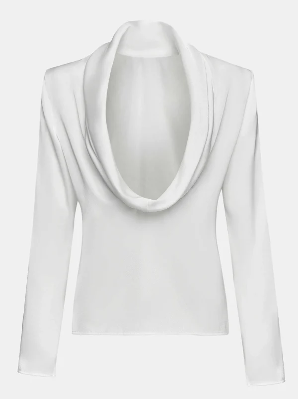 Source Unknown Clothing-Leiva Cowl-Back Blouse, White