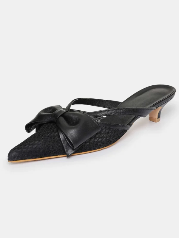 Source Unknown Shoes & Bags-Lisa Mesh Bow Mules, Black