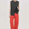 Source Unknown Tops-Long Button Vest, Charcoal Melange