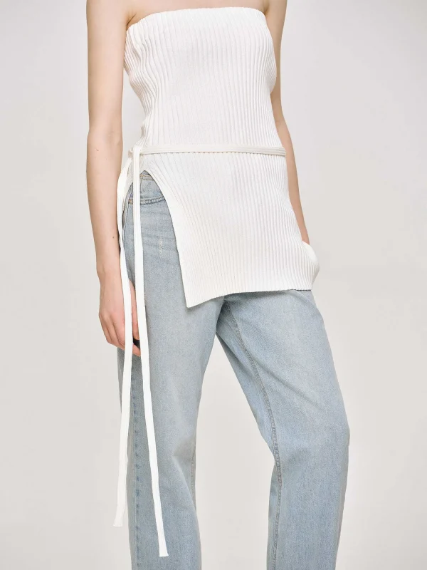 Source Unknown Clothing-Long Split Rib Knit, White