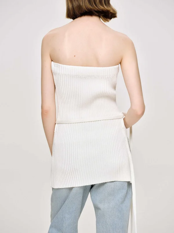 Source Unknown Knitwear-Long Split Rib Knit, White