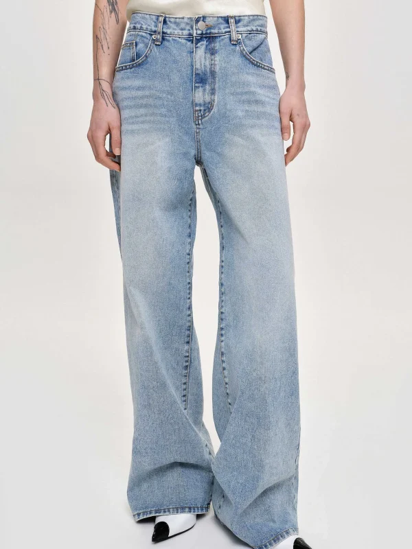 Source Unknown Denim-Long Straight-Leg Jeans, Light Vintage Blue