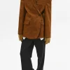 Source Unknown Accessories-Lui Faux Leather Blazer, Rust Brown