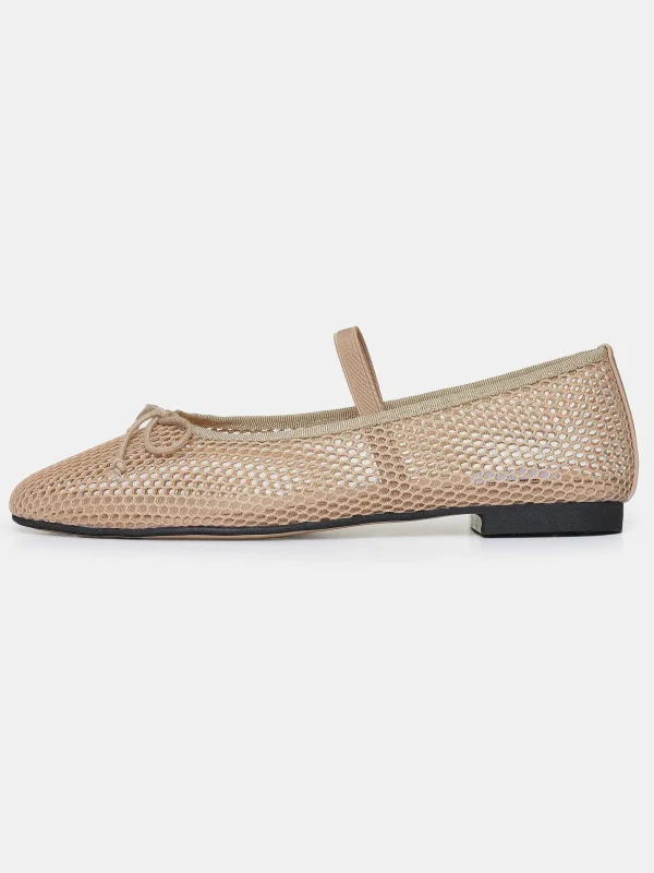 Source Unknown Shoes & Bags-Mary Jane Mesh Ballet Flats, Taupe