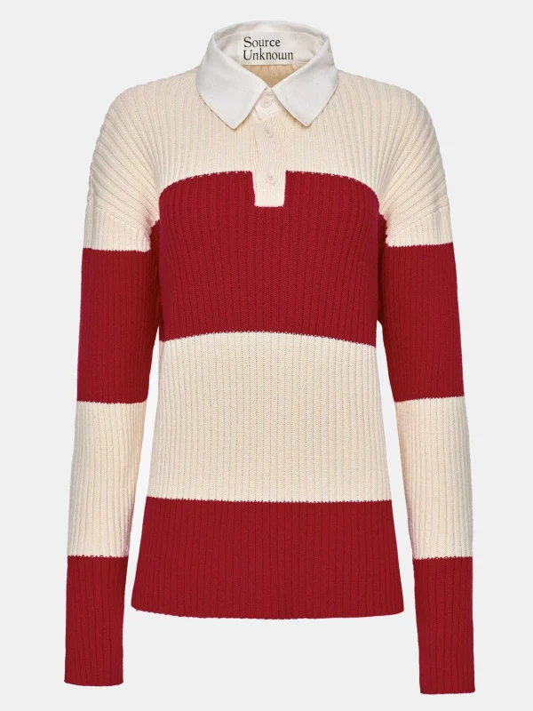 Source Unknown Accessories-Matias Oversized Knit Polo, Red