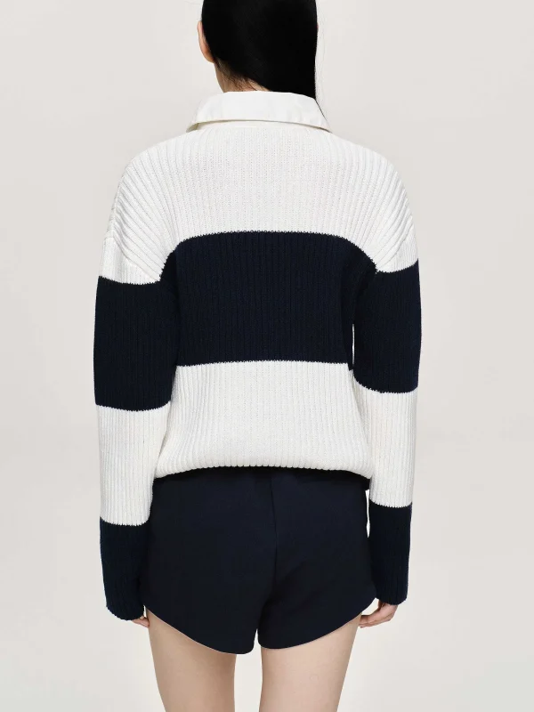 Source Unknown Accessories-Matias Oversized Knit Polo, Navy