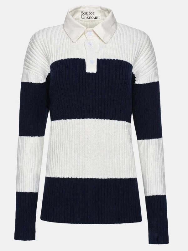 Source Unknown Accessories-Matias Oversized Knit Polo, Navy