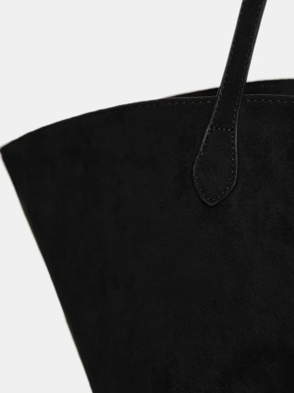 Source Unknown Clothing-Medium Suede Tote, Black