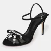 Source Unknown Shoes & Bags-Micol Open Toe Jeweled Heel Sandals, Black