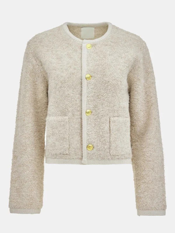 Source Unknown Clothing-Mogador Shearing Wool Cardigan, Beige Melange