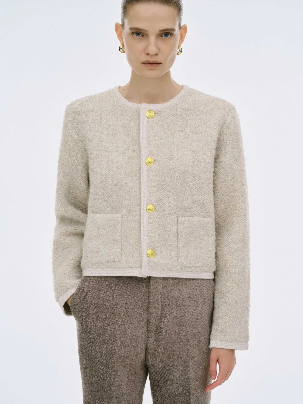 Source Unknown Clothing-Mogador Shearing Wool Cardigan, Beige Melange