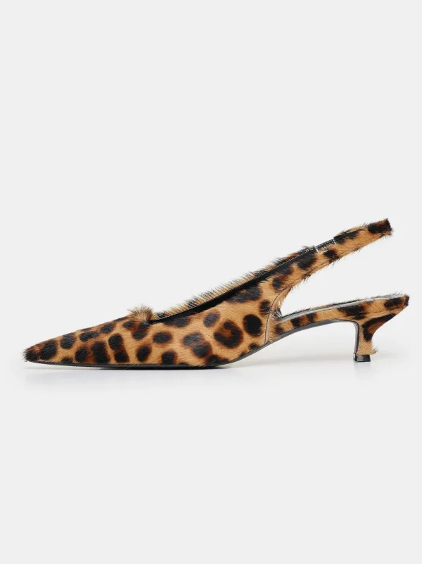 Source Unknown Shoes & Bags-Nalita Cow-Hair Slingback Pumps, Leo Brown