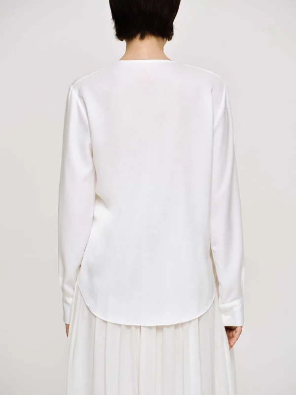 Source Unknown Clothing-Notte Draped Scarf Blouse, White