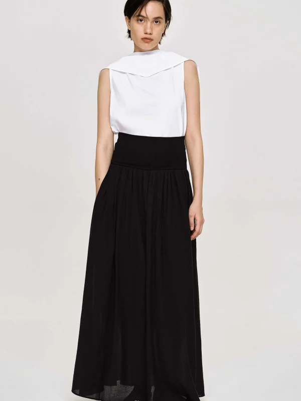 Source Unknown Clothing-Ocelia Drop Waist Maxi Skirt, Black