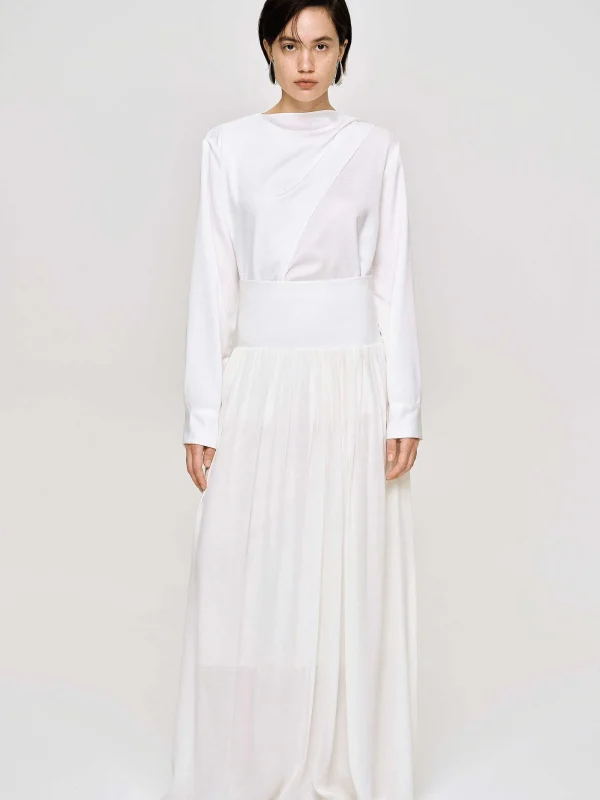 Source Unknown Clothing-Ocelia Drop Waist Maxi Skirt, White