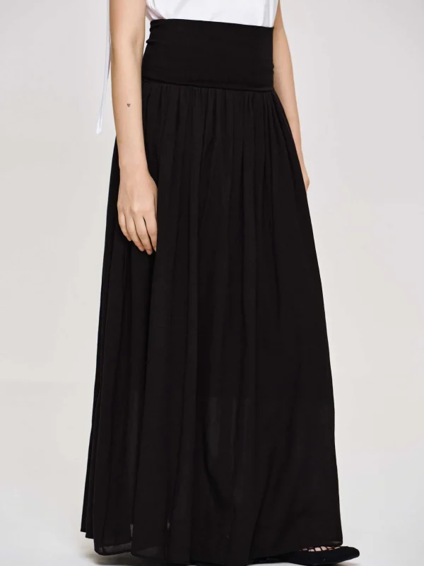 Source Unknown Bottoms-Ocelia Drop Waist Maxi Skirt, Black