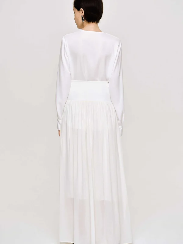 Source Unknown Clothing-Ocelia Drop Waist Maxi Skirt, White